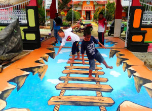 Bikin Takjub! Lantai Sekolah di Luwu Utara Dibuat Lukisan 3 Dimensi, Seperti “Tol Langit”