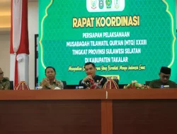 Sekda Takalar Wakili Pj Bupati Pimpin Rapat Koordinasi Kab/Kota tentang Persiapan Pelaksanaan MTQ XXXIII Tk Provinsi Sulawesi Selatan