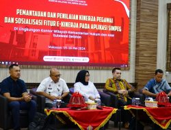 Tingkatkan Tata Kelola Kepegawaian Secara Efektif, Biro SDM Setjen dan Kanwil Kemenkumham Sulsel Gelar Pemantauan Kinerja dan Sosialsiasi e-Kinerja