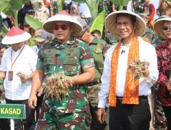 Mentan Amran dan KASAD Jenderal Maruli Panen Bawang Merah di Kawasan Urban Farming