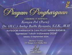 Tingkatkan Sektor Pariwisata dan Pelestarian Budaya Sultra, Andap Raih Penghargaan Apresiasi Tokoh Indonesia 2024