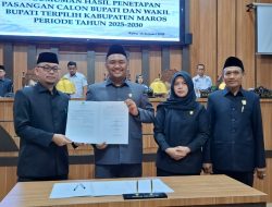 Ketua DPRD Maros Umumkan Calon Bupati dan Wakil Bupati Maros Terpilih Dalam Paripurna